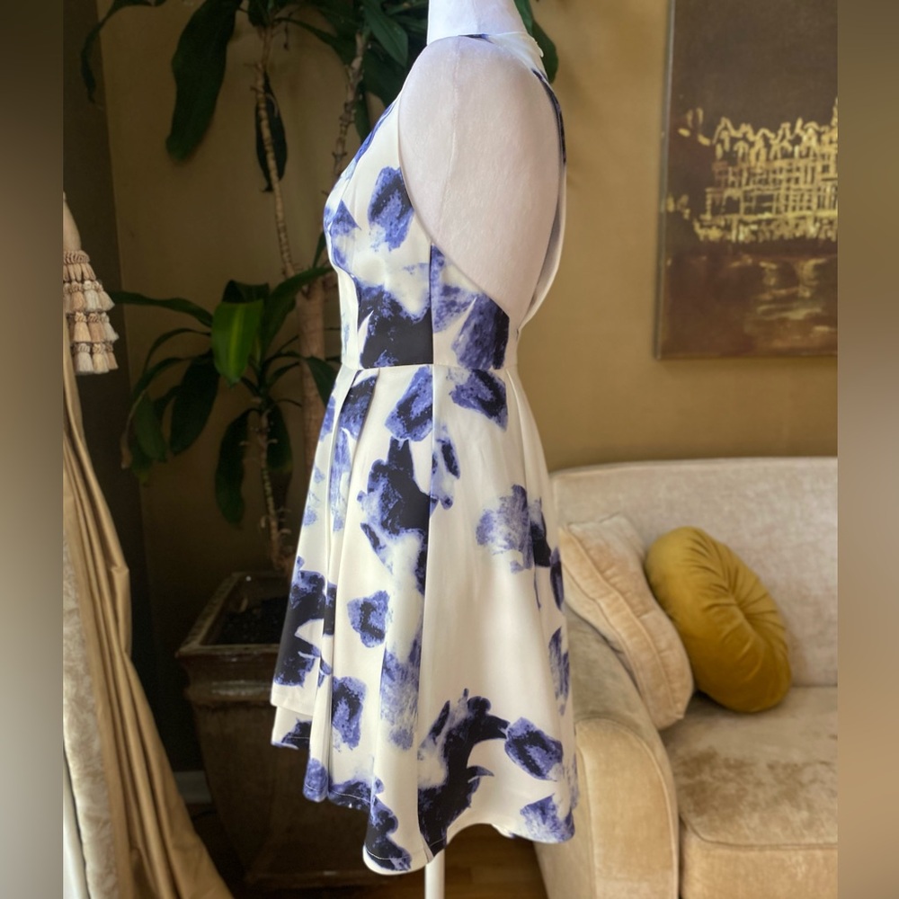 Seeing Chic Blue and Ivory Print Skater Dress, XS - Picture 7 of 15